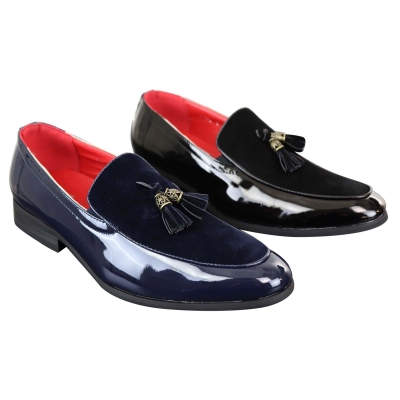 Men's Faux Patend and Suede Leather Loafers