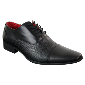 Mens Black Shiny Patent PU Leather Shoes