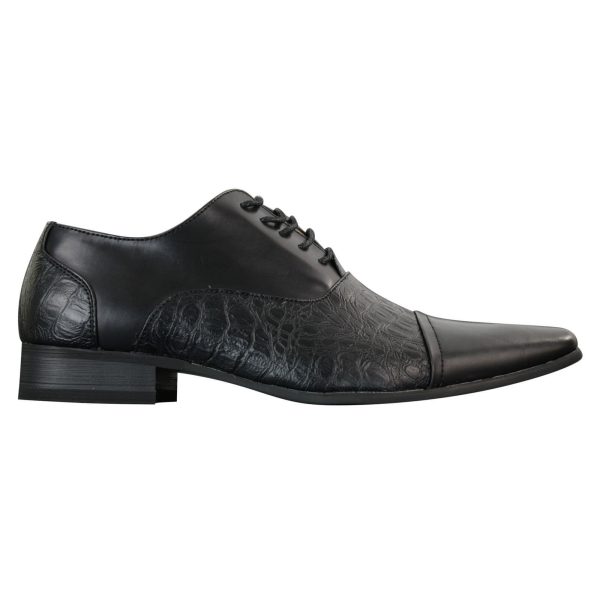 Mens Black Shiny Patent PU Leather Shoes