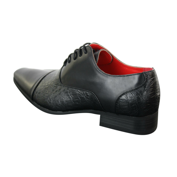 Mens Black Shiny Patent PU Leather Shoes