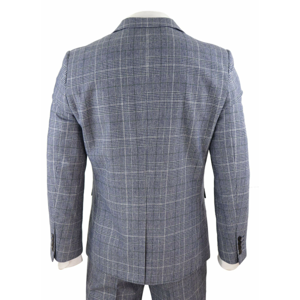 Harry Brown - Men's Grey-Blue Prince of Whales 3 Piece Suit