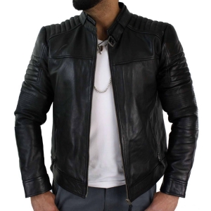 Genuine Real Leather Black Biker Mens Jacket Retro Vintage Tailored Fit UK