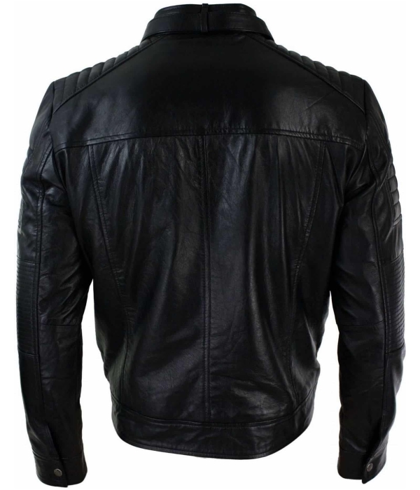 Genuine Real Leather Black Biker Mens Jacket Retro Vintage Tailored Fit UK