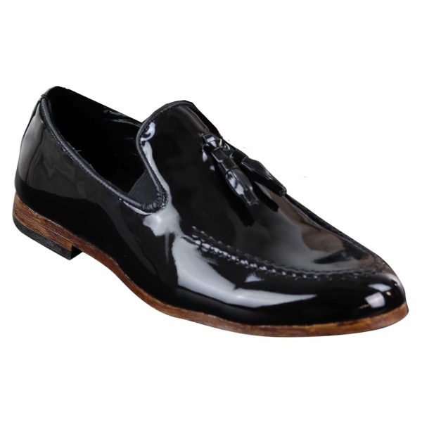 Mens Patent Black Tassel Shoes