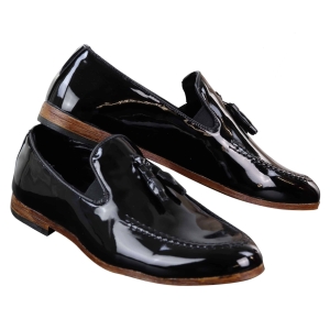 Mens Patent Black Tassel Shoes