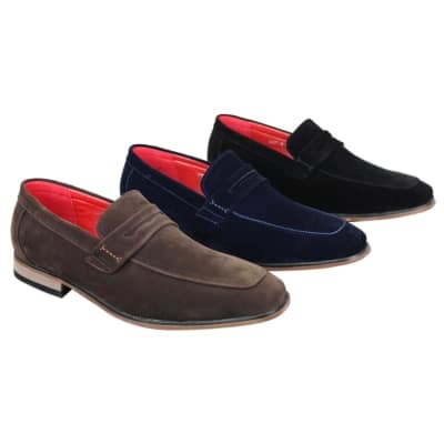 Fiorello 1807 - Mens Suede Faux Slip Onl Shoes Italian Design Classic Loafers