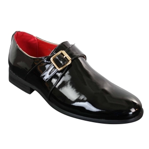 Fiorello 2322 – Mens Patent Buckle Slip On Shiny Shoes Smart Casual Formal Italian Design