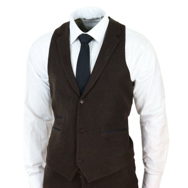 Brown Herringbone Tweed 3 Piece Suit