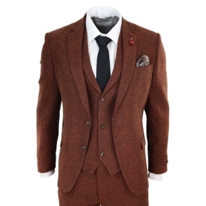 Rust Herringbone Tweed 3 Piece Suit