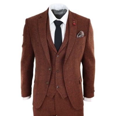 Rust Herringbone Tweed 3 Piece Suit