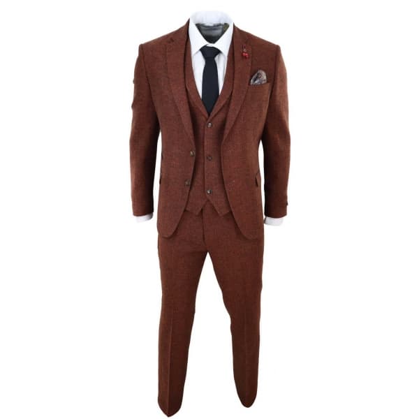 Rust Herringbone Tweed 3 Piece Suit