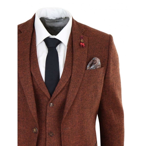 Rust Herringbone Tweed 3 Piece Suit