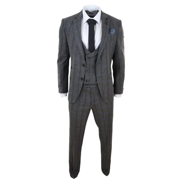 Grey Check 3 Piece Tweed Suit