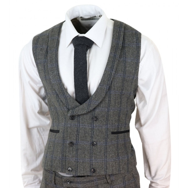 Grey Check 3 Piece Tweed Suit