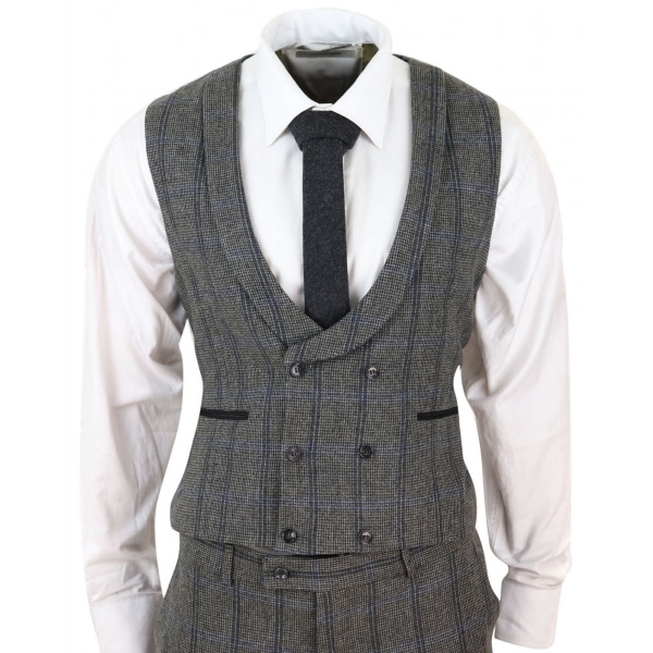 Grey Check 3 Piece Tweed Suit