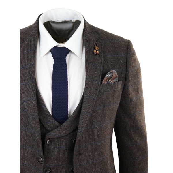 Brown Check 3 Piece Tweed Suit