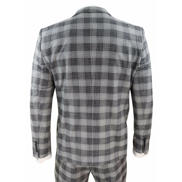 Mens Grey - Black Check 3 Piece Suit