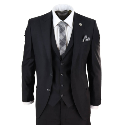 Mens Classic Black 3 Piece Suit