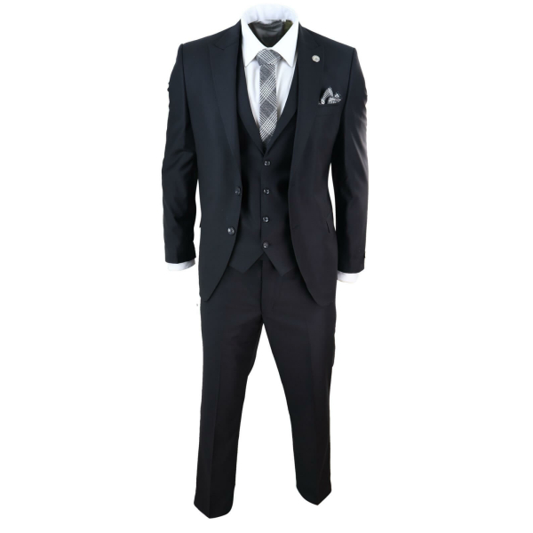 Mens Classic Black 3 Piece Suit