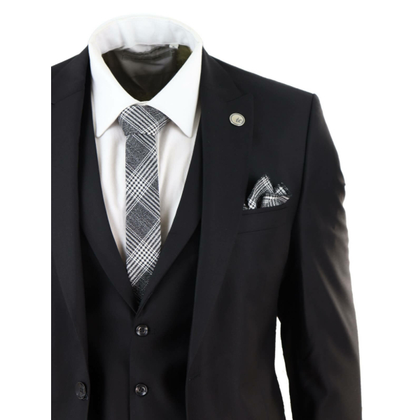 Mens Classic Black 3 Piece Suit