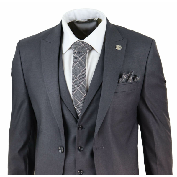 Mens Dark Grey 3 Piece Suit