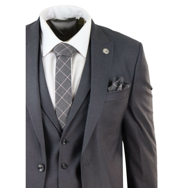 Mens Dark Grey 3 Piece Suit