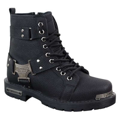 Mens Black Rugged PU Leather Boots