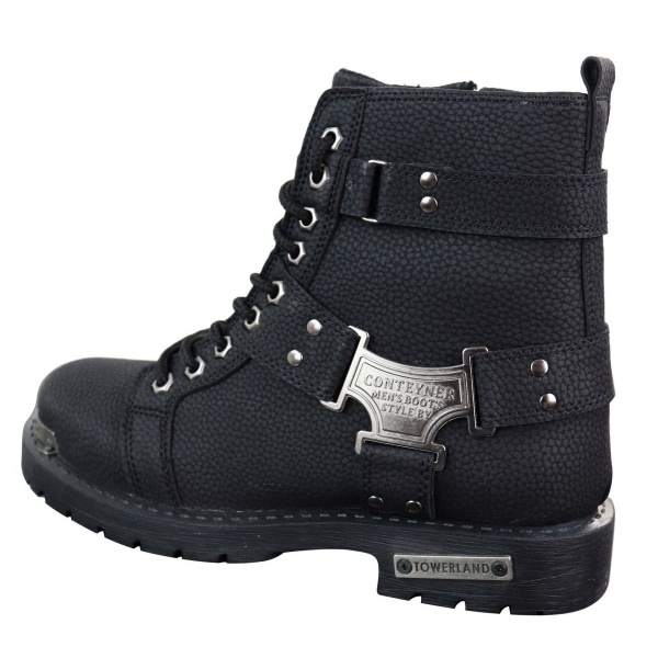 Mens Black Rugged PU Leather Boots