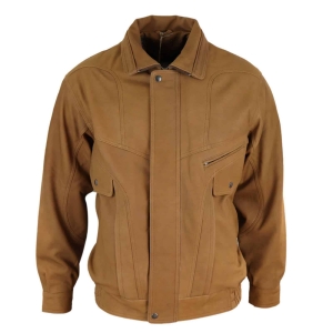 Mens Classic Nubuck Leather Bomber Jacket – Tan