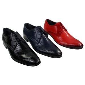 Mens Smart Formal Laced Navy Red Black Patent Crocodile Snake Leather Shiny Shoes