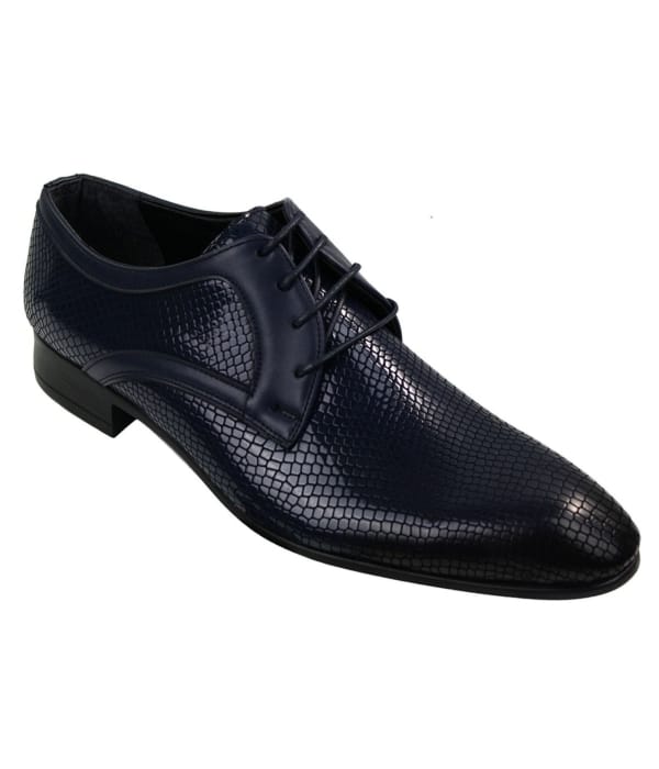 Mens Smart Formal Laced Navy Red Black Patent Crocodile Snake Leather Shiny Shoes