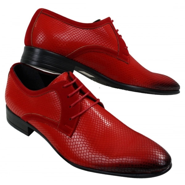 Mens Smart Formal Laced Navy Red Black Patent Crocodile Snake Leather Shiny Shoes