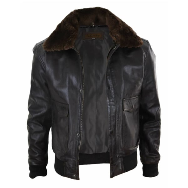 Mens Brown Leather Bomber Jacket