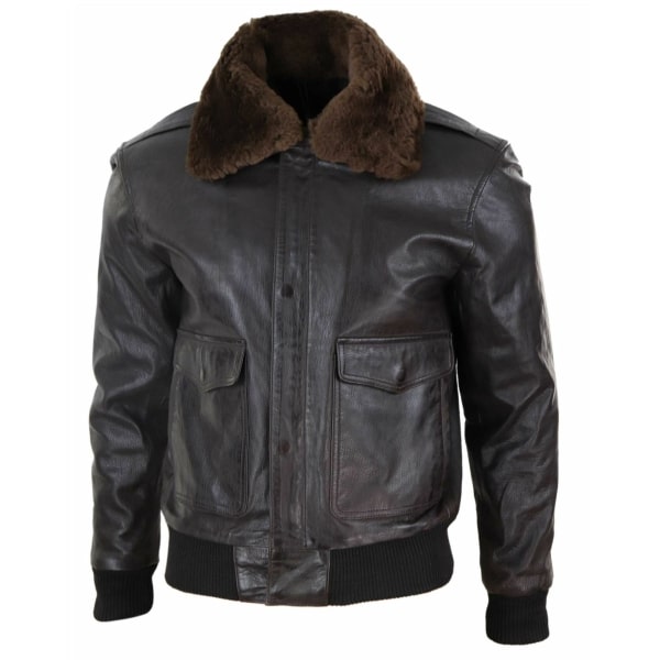 Mens Brown Leather Bomber Jacket