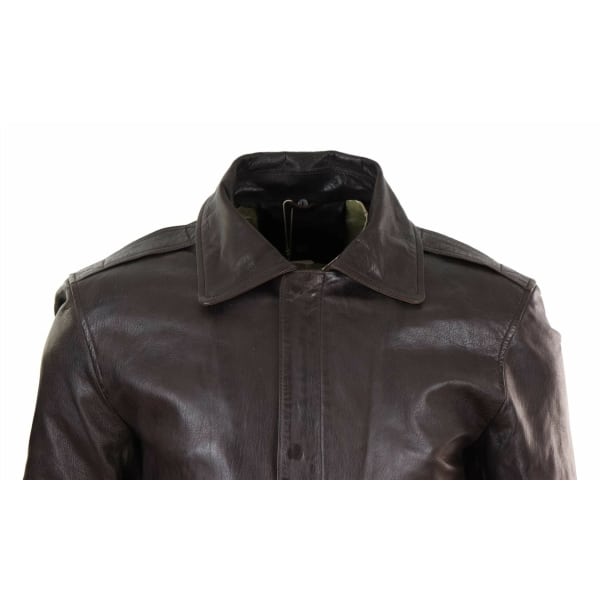 Mens Brown Leather Bomber Jacket