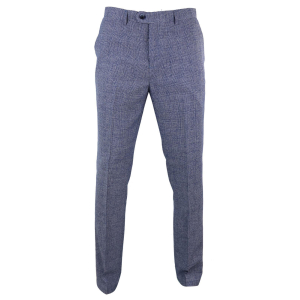 Cavani Antonio – Men’s Grey-Blue Check Vintage Trousers – Regular Length