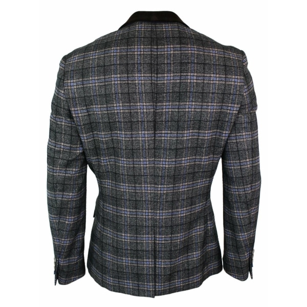 Cavani Archie - Mens Vintage Tweed Check Blazer Jacket-Black