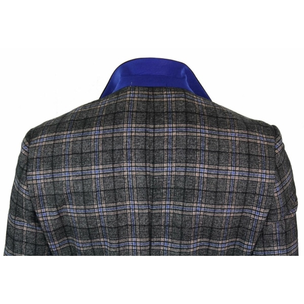 Cavani Archie - Mens Vintage Tweed Check Blazer Jacket-Black