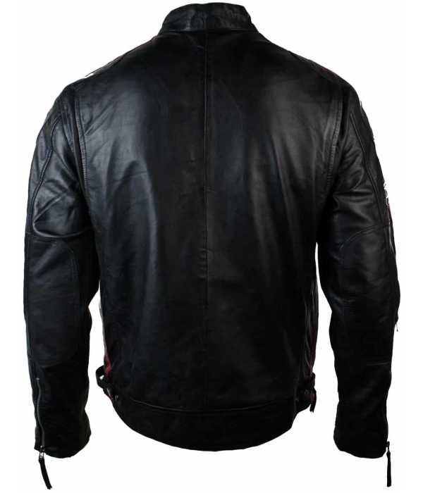 Real Leather Classic Retro Mens Biker Racer Jacket Desert Brown Grey Casual-Black