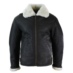 Mens Real Leather Sherling Sheepskin Original B3 Flying Pilot Jacket Warm Winter-B3 Brown Cream