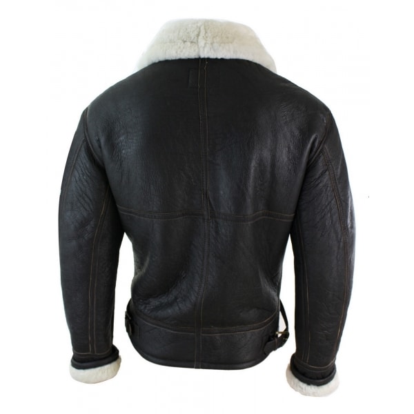 Mens Real Leather Sherling Sheepskin Original B3 Flying Pilot Jacket Warm Winter-B3 Brown Cream