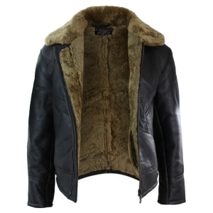 Mens Real Leather Sherling Sheepskin Original B3 Flying Pilot Jacket Warm Winter-B3 Brown Ginger