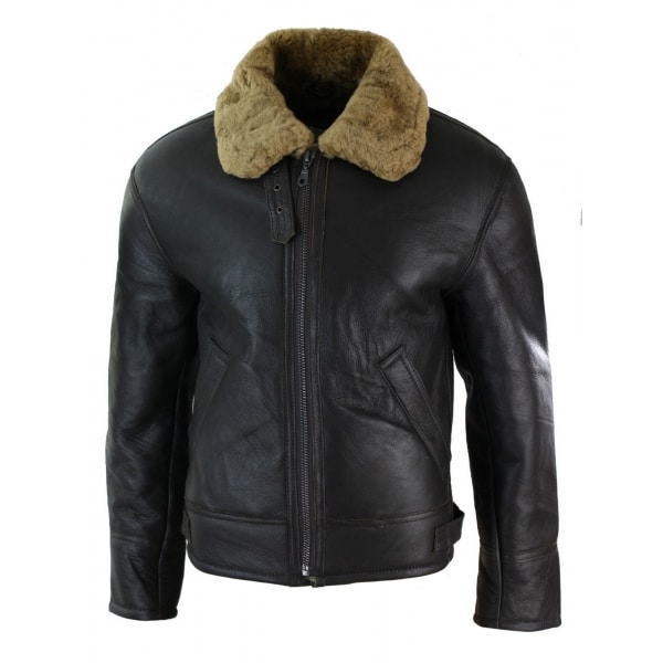 Mens Real Leather Sherling Sheepskin Original B3 Flying Pilot Jacket Warm Winter-B3 Brown Ginger