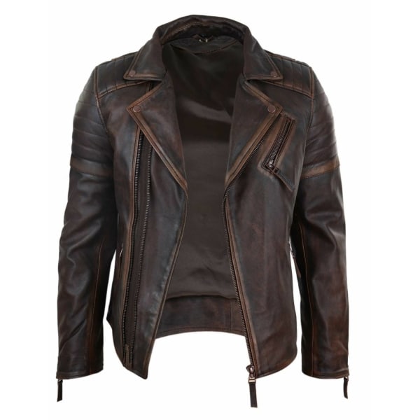 Real Leather Mens Slim Fit Jacket - Brown-Red