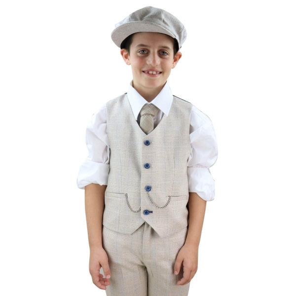 Boys Cream Tweed 3 Piece Suit Caridi - Wedding Suit