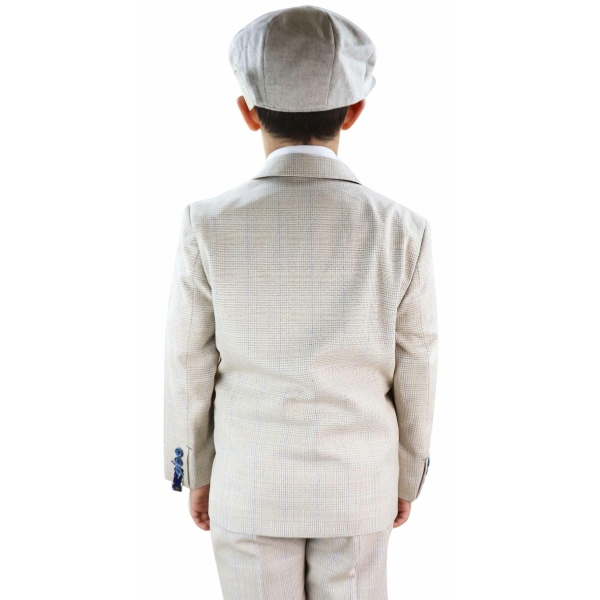 Boys Cream Tweed 3 Piece Suit Caridi - Wedding Suit