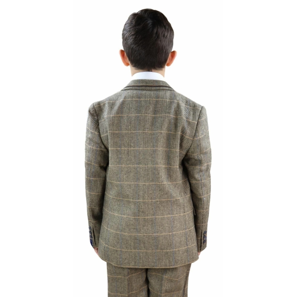 Boys Tan-Brown Tweed 3 Piece Suit - Peaky Blinders Suit  Albert