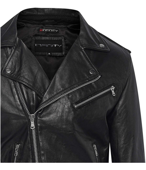 Real Leather Brando - Mens Cross-Zip Brando Jacket-Black