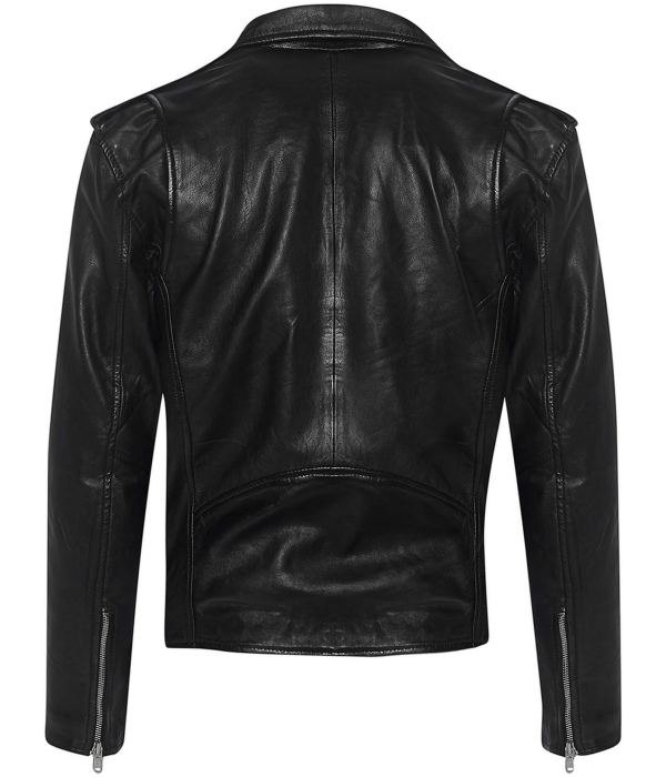 Real Leather Brando - Mens Cross-Zip Brando Jacket-Black