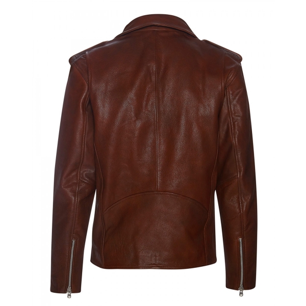 Real Leather Brando - Mens Cross-Zip Brando Jacket-Timber